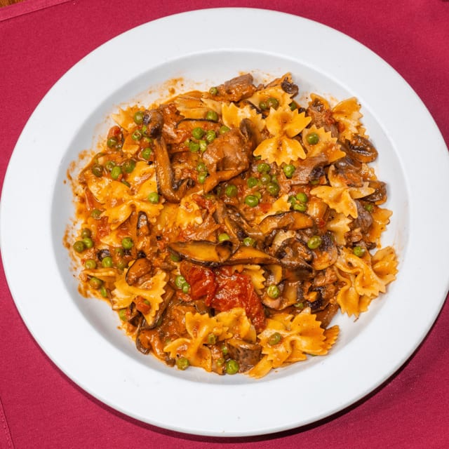 Veal, Peas and Mushrooms.
